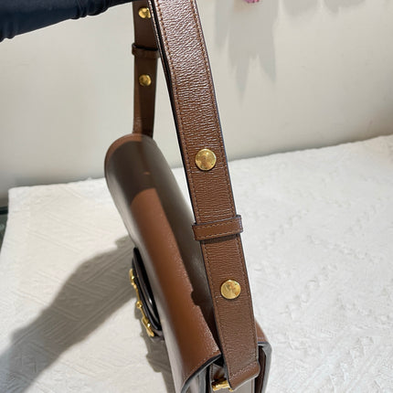 Gucci 1955 Horsebit Shoulder Bag Caramel Brown Small Leather
