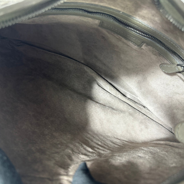 Bottega Veneta Veneta Hobo Medium Leather and Velvet Grey Green 41cm