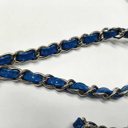 Chanel Classic Flap Mini Blue Patent Leather Silver Hardware