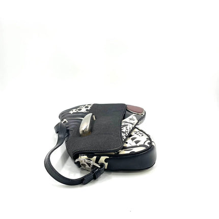 Dior Montaigne Chris 1947 Black Leather Cadillac Poker Print Bejeweled Shoulder Bag