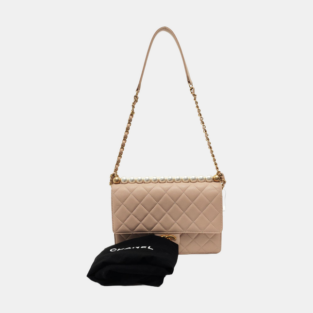 Chanel Classic Vertical Pearl Small Light Pink Flap Bag Gold Hardware