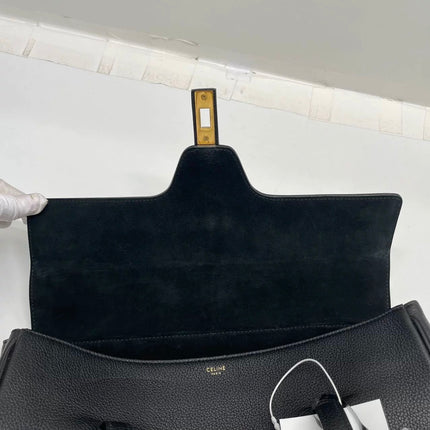 Celine Soft 16 Bag Medium Black Grained Calfskin Leather