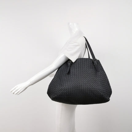 Bottega Veneta Cesta Shopper Tote Intrecciato Black Leather Large 50cm