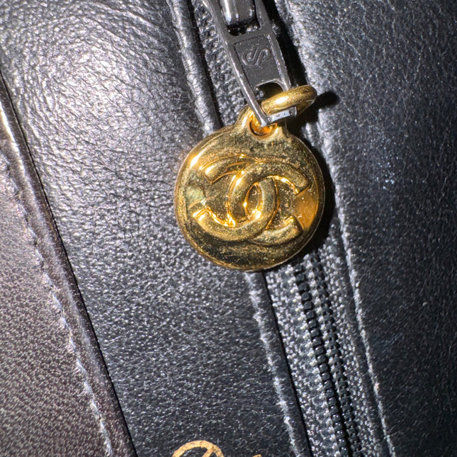 Chanel Double Sided Small Classic Flap Black Lambskin Leather 24k Gold Hardware, 1996-1997