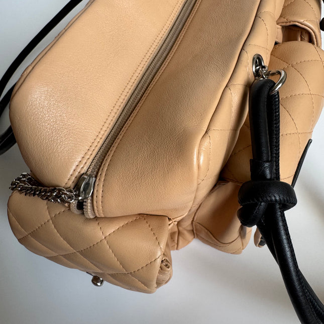 Chanel Cambon Multi-pocket Ligne Reporter Bag Large Beige Calfskin Leather
