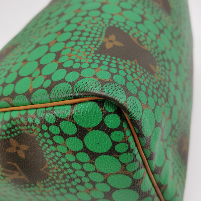 Louis Vuitton Kusama Town Speedy 30 Green Top Handle Bag