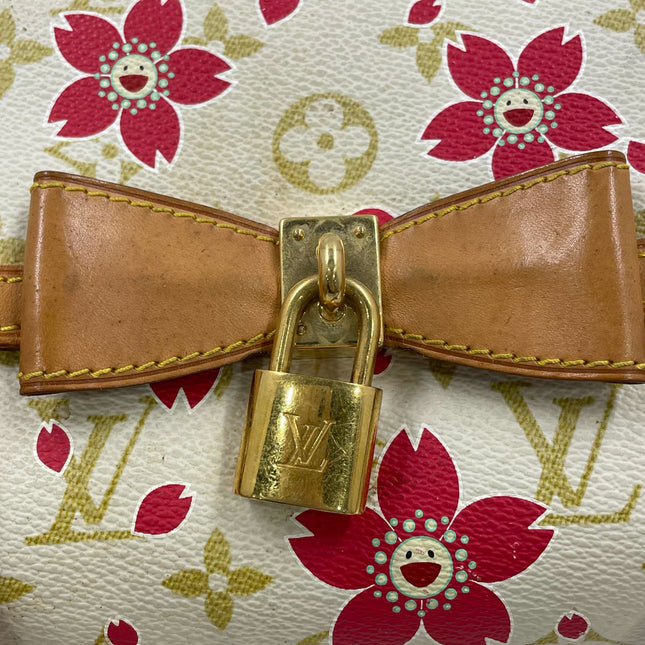 Louis Vuitton x Takashi Murakami Papillon 28 Cherry Blossom White Monogram Handbag