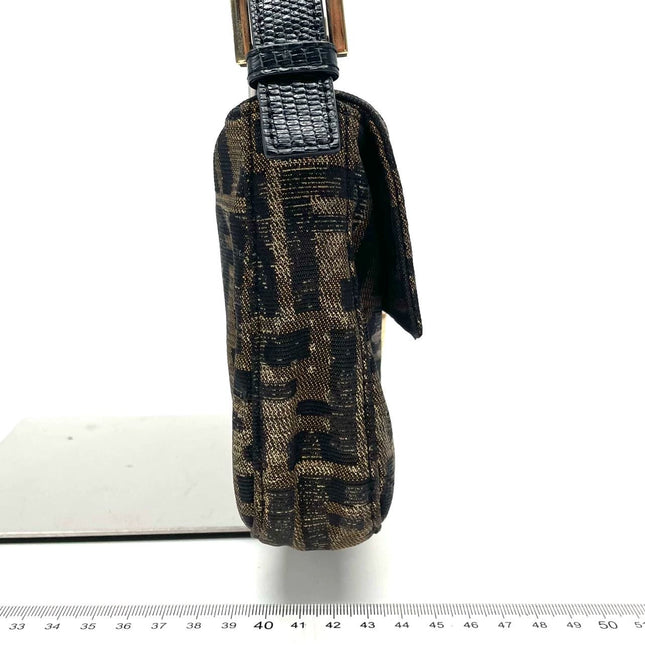 Sold Fendi Baguette Classic Zucca Print Fendi Monogram Glossy Embroidery Lizzard Skin Strap