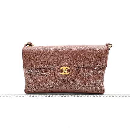 Chanel Vintage Medium Iridescent Brown Caviar Leather Shoulder Bag Gold Hardware