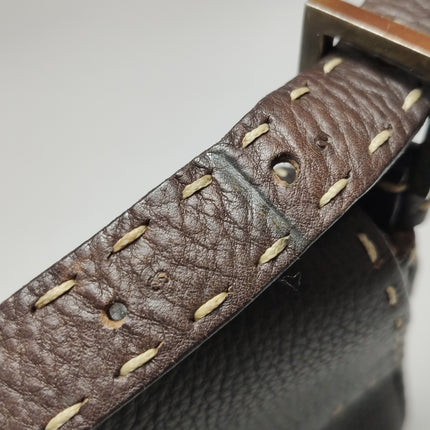 Fendi Baguette Selleria Calfskin Leather Brown Shoulder Bag