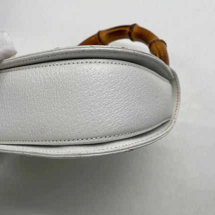 Gucci Bamboo 1947 Medium Vintage White Grained Leather With Strap