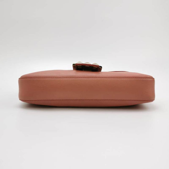 Sold Fendi Baguette Pink Leather with Gold Studded Metal Buckle
