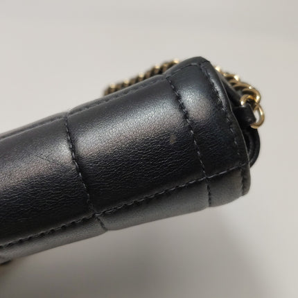Chanel East West Chocolate Bar Black Leather Gold Hardware Black Interior