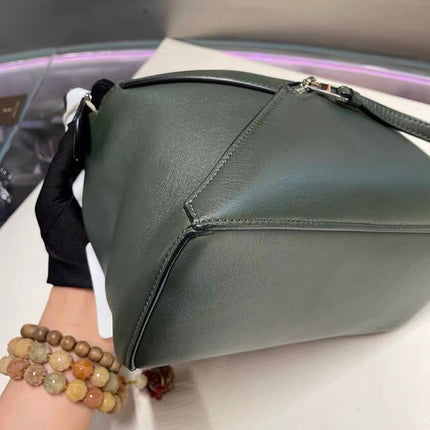 Loewe Puzzle Edge Braided Handle Small Dark Green Nappa Calfskin leather Crossbody bag