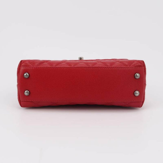 Sold Chanel Coco Handle Small Red Caviar Leather Silver Hardware, 2016-2017