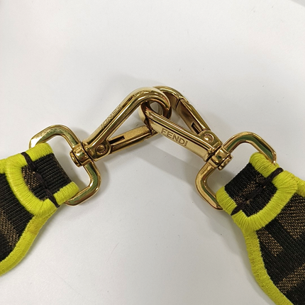 FENDI Baguette Zucca Monogram Canvas with Lime Neon Trimming Medium