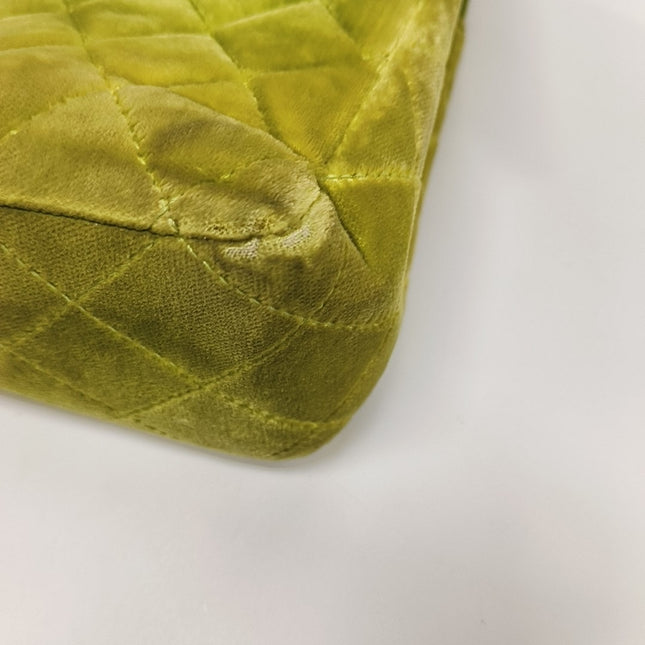 Sold Chanel Classic Flap Medium Green Velvet Black Hardware, 2014-2015