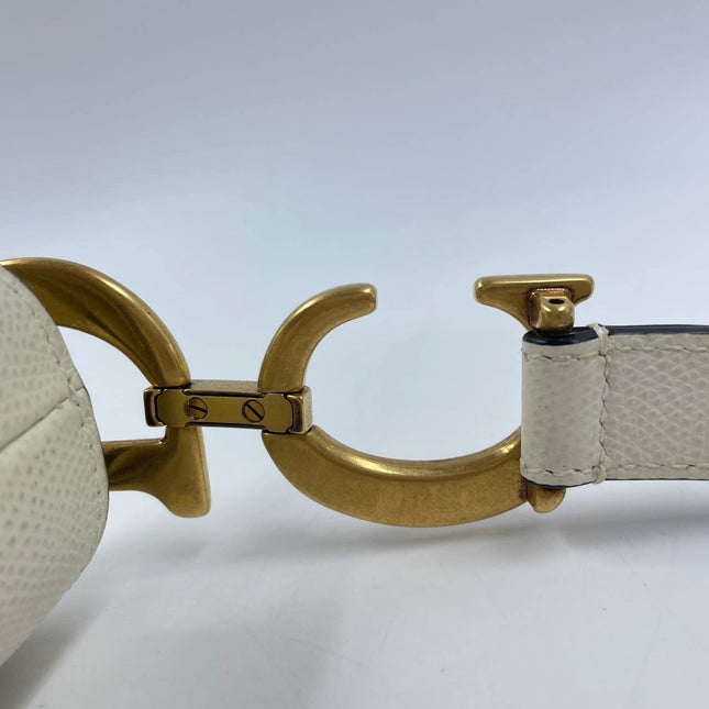 Dior Saddle Medium 2019 White Grained Leather Handbag