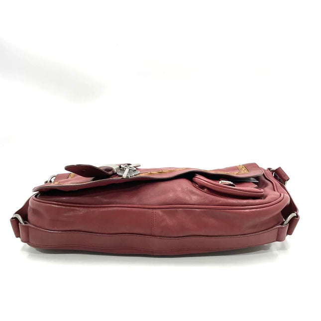 Dior Vintage Gaucho XL Red Leather Crossbody Bag 42cm