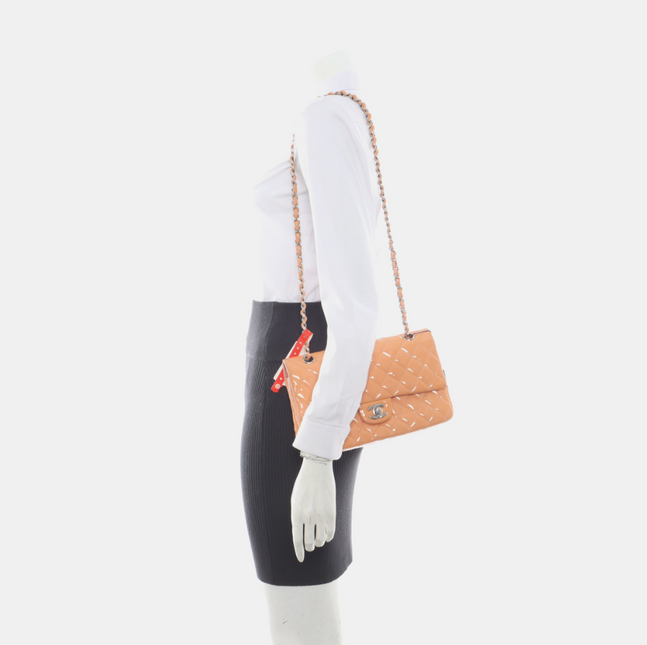 Chanel Classic Flap Medium Pink Orange Patent Leather Silver HW, 2012-2013