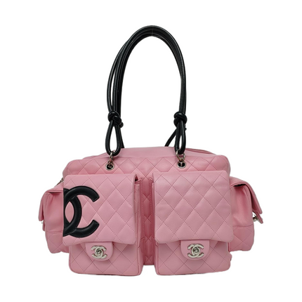 Chanel Cambon Large Pink Calfskin Leather Double Strap Handbag-Luxbags
