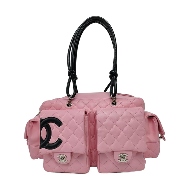 Chanel Cambon Large Pink Calfskin Leather Double Strap Handbag-Luxbags