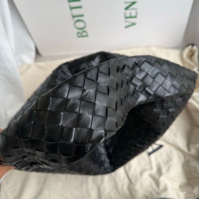 Bottega Veneta Hop Black Intrecciato Leather Maxi Hobo Bag 54cm