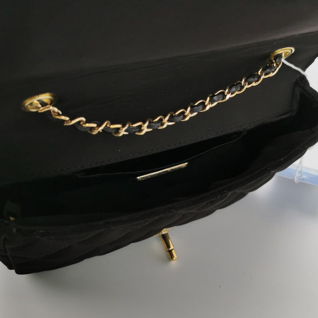 Chanel Classic Flap Extra Mini Black Silk Satin Quilted Gold-tone Hardware