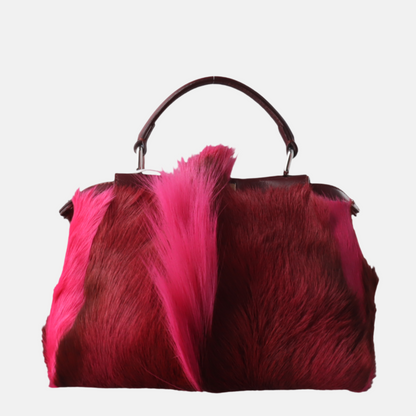 Fendi Peekaboo Mini Gazelle Fur Burgundy, Fall Winter 2014-Luxbags