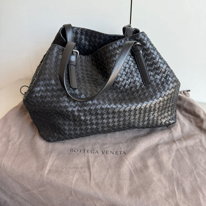 Bottega Veneta Cesta Shopper Tote Nappa Intrecciato Leather Black Large