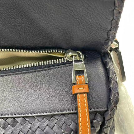 Loewe Braided Puzzle Small Woven Navy Leather Crossbody Bag