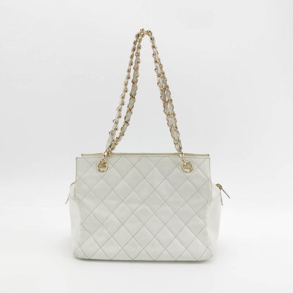 Chanel PST Petite Shopping Tote 2002 White Caviar Leather Chain Bag