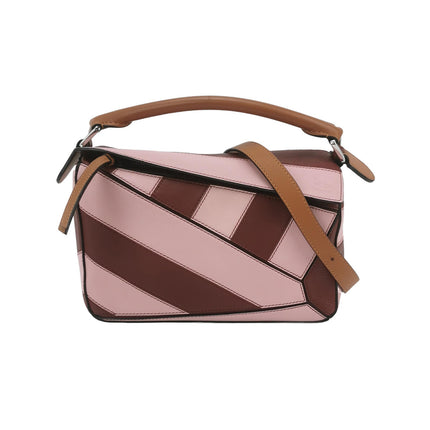 Loewe Puzzle Small Pink Burgundy Stripes Crossbody Bag