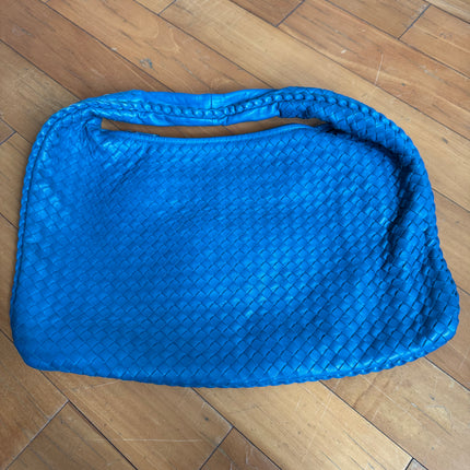 Bottega Veneta Veneta Hobo Blue Navy Intreciatto Leather Bag Large 47cm