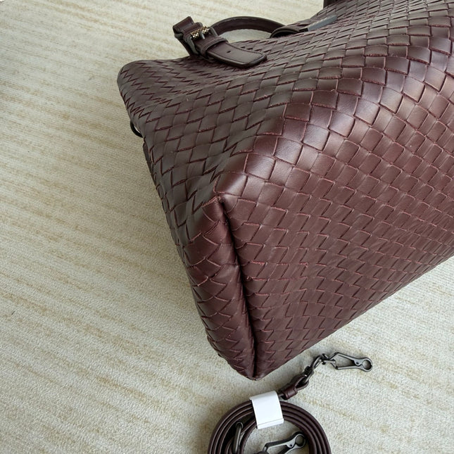 Bottega Veneta Roma Burgundy Intrecciato Nappa Leather Large 35cm
