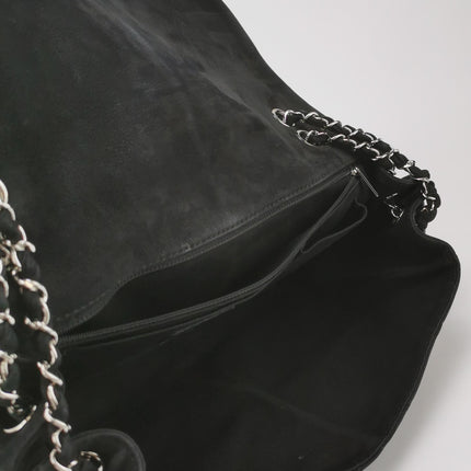 Chanel Nubuck Suede Darjeeling Flap Bag Ultimate Stitch Black Jumbo Bag