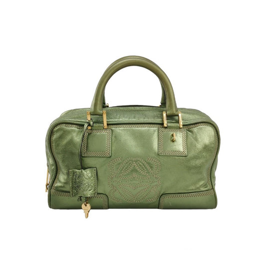 Loewe Amazona 29 Zip Around in Metallic Green Lambskin Leather