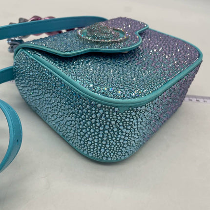 Versace La Medusa Mini Crystal Embellished Top Handle Bag in Blue Pink