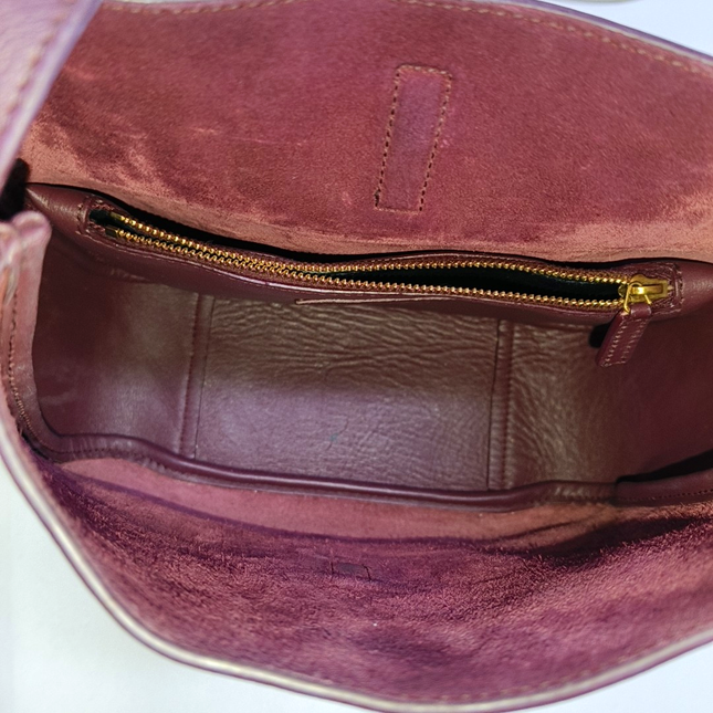 Yves Saint Laurent YSL Le 5 A 7 Hobo Small Burgundy Calfskin Shoulder Bag