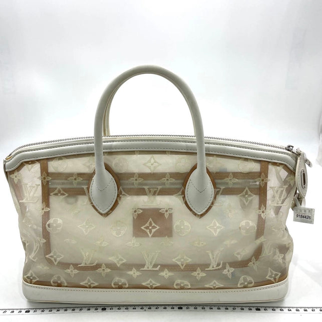Louis Vuitton Lockit White Mesh Monogram and Leather Handbag-Luxbags
