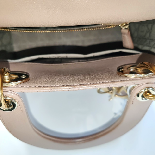Lady Dior ABCdior Small Nude Pink Cannage Lambskin Handbag No Strap