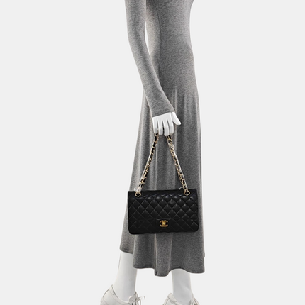 Chanel Classic Flap Medium Black Lambskin Leather Gold Hardware 2009-2010