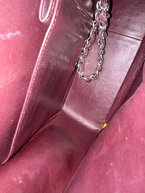 Chanel Classic Flap Jumbo Purple Caviar Leather Double Flap Silver Hardware
