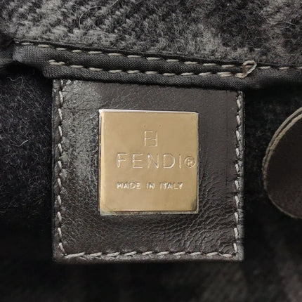 Fendi Baguette Bag Grey Wool Zucca Print Shoulder Bag