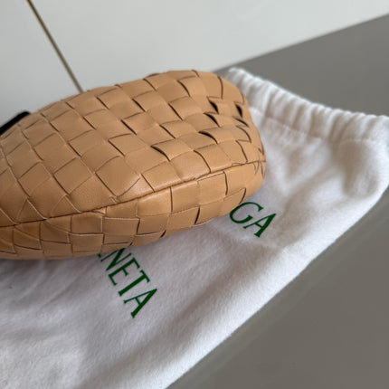 Bottega Veneta Jodie Mini Almond Beige Lambskin Leather Clutch Bag