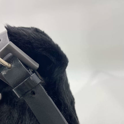 Fendi Mamma Baguette Black Faux Fur Shoulder Bag