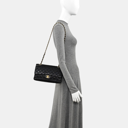 Chanel Classic Flap Medium Dark Navy Caviar Leather with 24k Gold Hardware, 2008