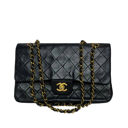 Chanel Classic Flap Vintage Medium Black Lambskin Leather 24k Gold Hardware 1994-1996