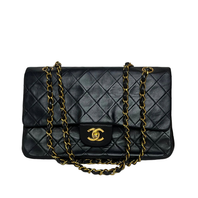 Chanel Classic Flap Vintage Medium Black Lambskin Leather 24k Gold Hardware 1994-1996