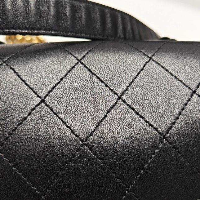 Chanel Le Boy Bag Small Camellia Black Lambskin Leather Gold Hardware